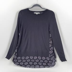 Ann Taylor Loft Sweater Top Womens S Double Layer Long Sleeve Scoop Pullover